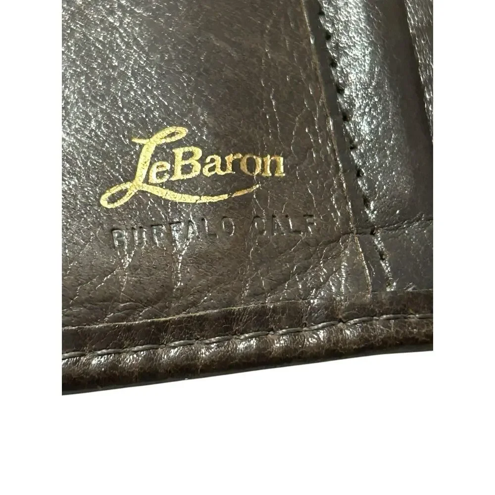 Le Baron MCM Genuine Buffalo Calf Leather Coin Wallet Ladies Change Holder Brown